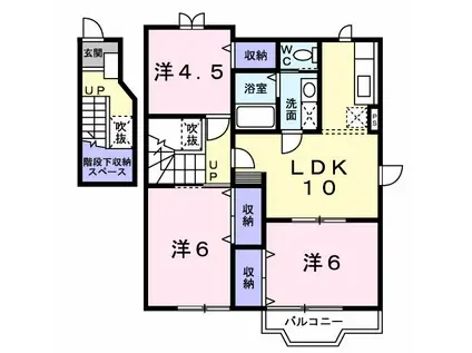 ボヌールC(3LDK/2階)の間取り写真