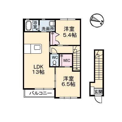サンディアス(2DK/2階)の間取り写真