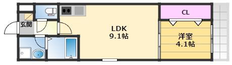 レヴール鳳南(1LDK/2階)の間取り写真