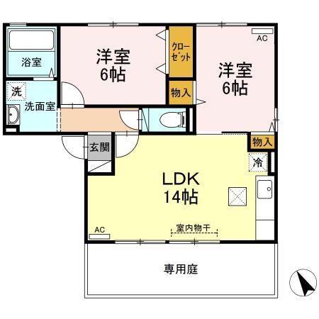 ウィルモア皆生S(2LDK/1階)の間取り写真
