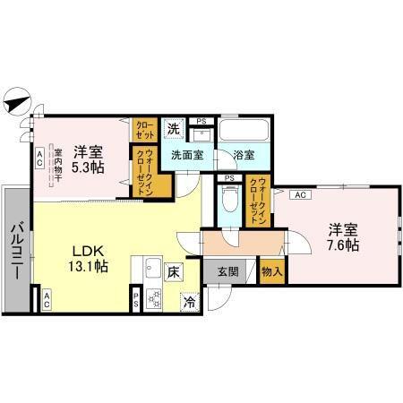 クレードルグラン(2LDK/1階)の間取り写真