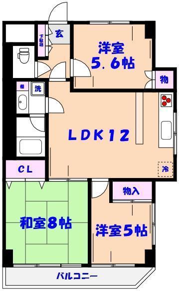 クレール市川プラザピコ(3LDK/4階)の間取り写真