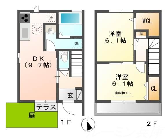 ソフィア ルミエールⅡ(2DK/1階)の間取り写真