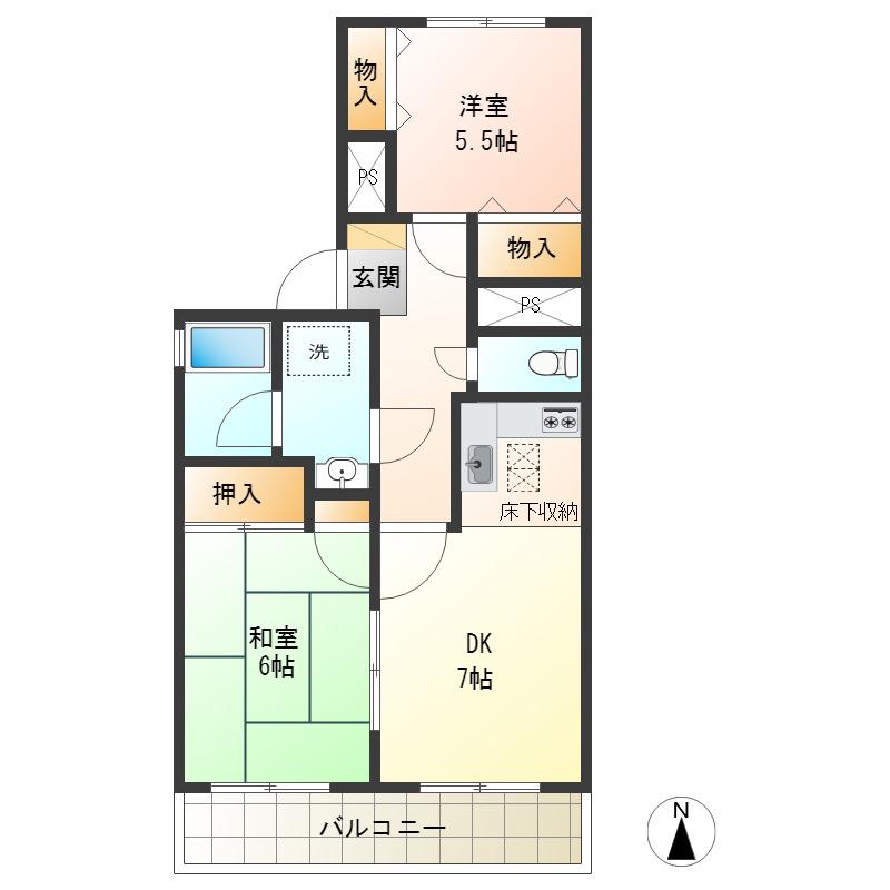 扶桑ハイツ小竹向原(2DK/2階)の間取り写真