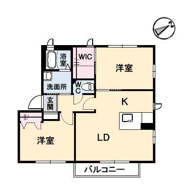シャーメゾン わき(2LDK/1階)の間取り写真