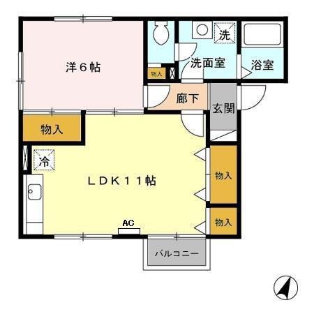メゾン・ド・マリアージュ G(1LDK/1階)の間取り写真