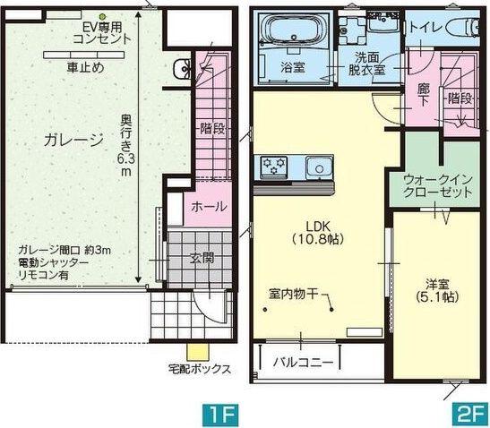 わかまつM1(1LDK/2階)の間取り写真