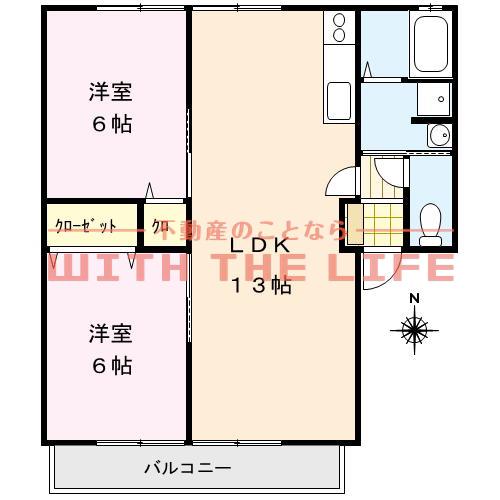 レトアガーデンヒルズ(2LDK/2階)の間取り写真