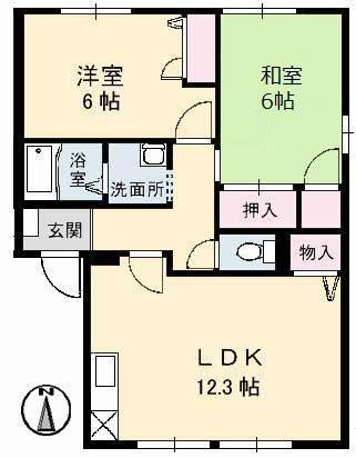 エクセル・メゾン C棟(2LDK/2階)の間取り写真