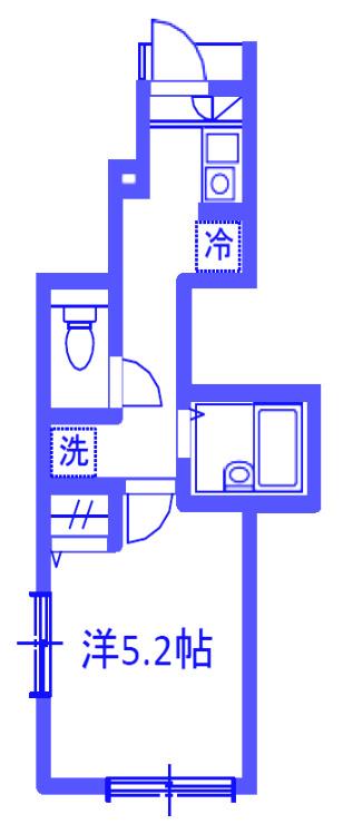 MELDIA岩槻(1K/1階)の間取り写真