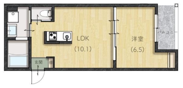 LIEN小山(1LDK/1階)の間取り写真