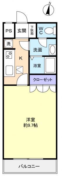 ルミナスハイム(1K/1階)の間取り写真