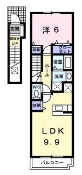 プルート稲月(1K/2階)の間取り写真