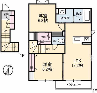 シャーメゾン下伊福本町(2LDK/2階)の間取り写真