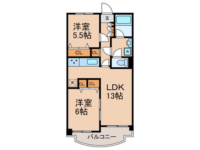 コスモリード世田谷砧(2LDK/2階)の間取り写真