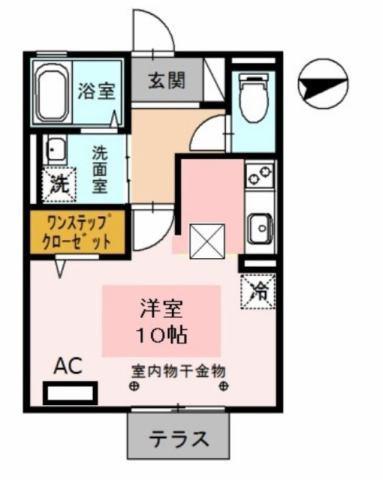 ジュネス清水(ワンルーム/1階)の間取り写真