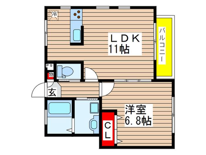 ソフィア(1LDK/2階)の間取り写真