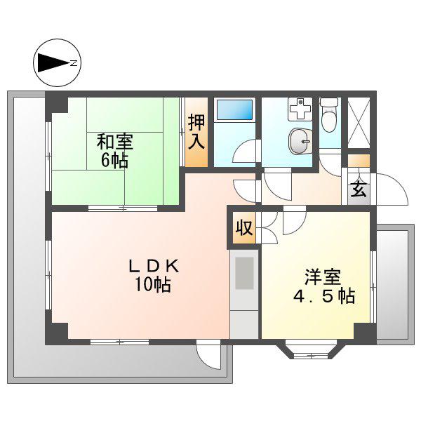 みゆきコーポラス(2LDK/7階)の間取り写真