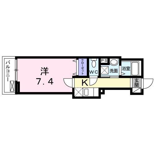 カサデ三軒茶屋(1K/2階)の間取り写真