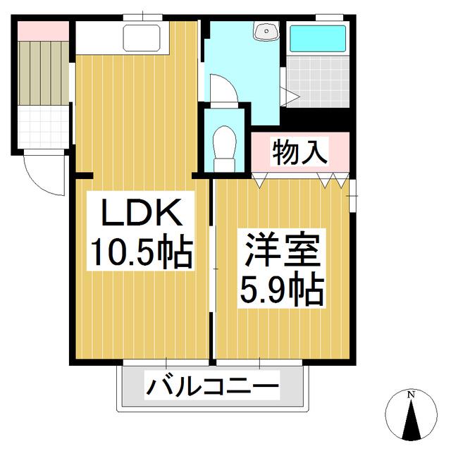 ディアス代田C(1LDK/2階)の間取り写真