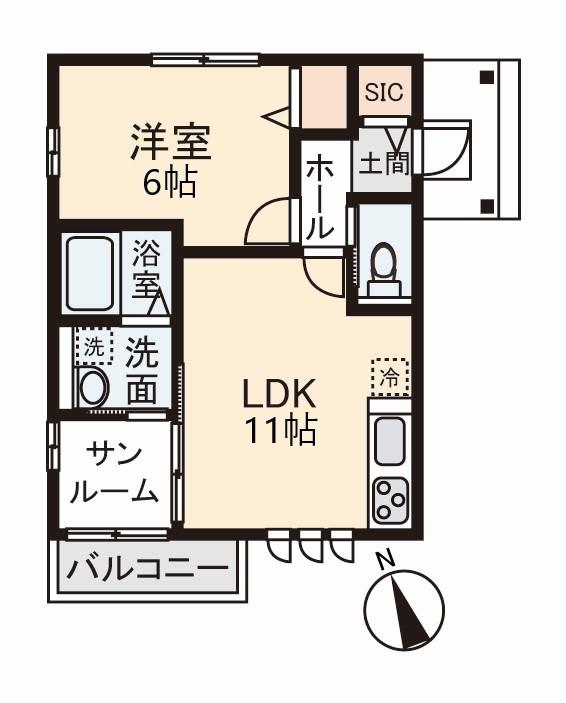 レモーネI(1LDK/1階)の間取り写真
