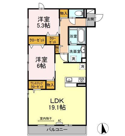 D-ROOMRIAGE(2LDK/3階)の間取り写真