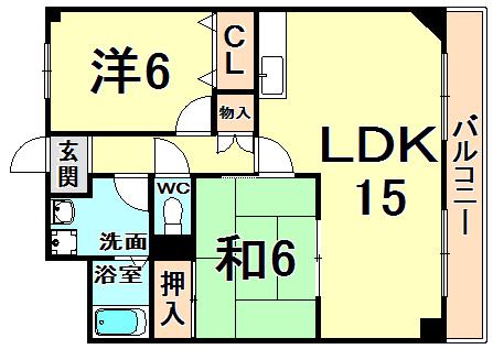 サンロイヤル(2LDK/3階)の間取り写真