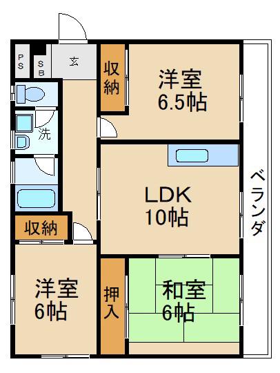 ガレリア香里園桜木(3LDK/1階)の間取り写真