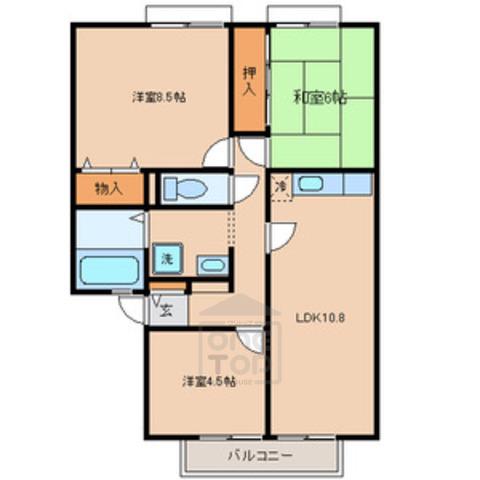 エクセル南茨木(3LDK/2階)の間取り写真