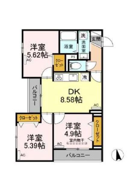 グラナーデ目白御留山(3DK/2階)の間取り写真