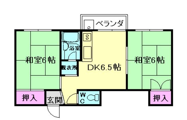 ハイツ東邦(2DK/3階)の間取り写真
