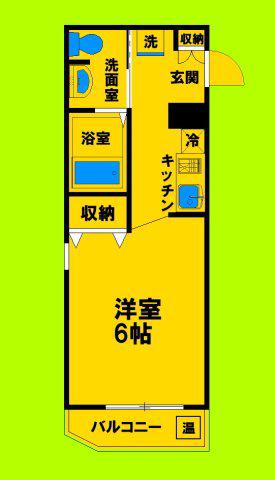 ウインズコートⅢ(ワンルーム/2階)の間取り写真