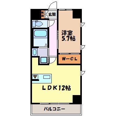 ミライエA(1LDK/5階)の間取り写真