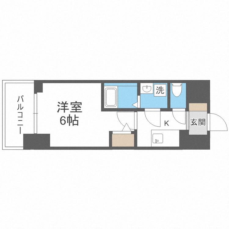 エスリードレジデンス大阪本町(1K/12階)の間取り写真