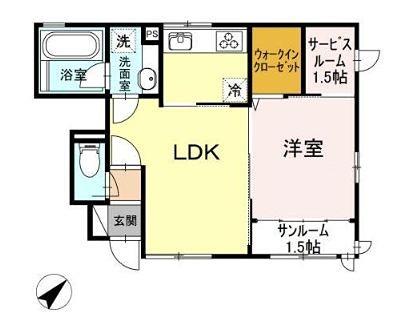 サンシャンテ上野毛(1SLDK/1階)の間取り写真