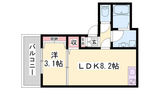 ジーメゾン明石ブリーズ(1LDK/1階)の間取り写真