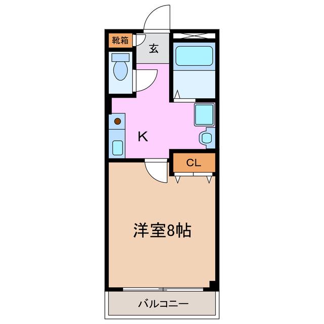 ディアコート(1K/2階)の間取り写真
