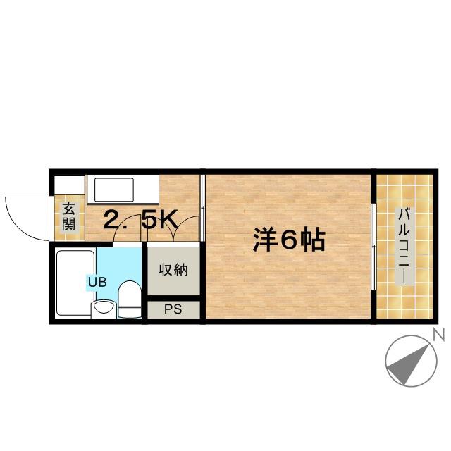第2コーポ古屋(1K/4階)の間取り写真