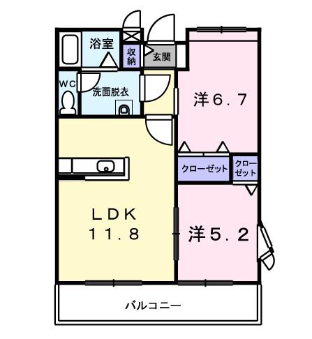 エトワール(2LDK/2階)の間取り写真