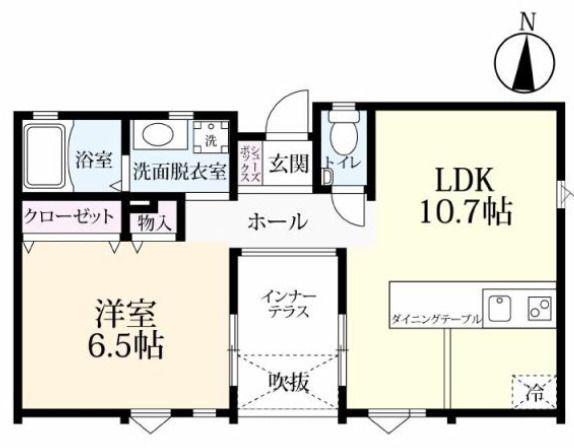 プレミアムアイランド金田 C(1LDK/2階)の間取り写真
