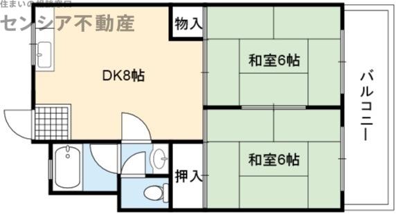 安井ビル(2LDK/2階)の間取り写真