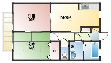 ディオン早出III(2DK/2階)の間取り写真