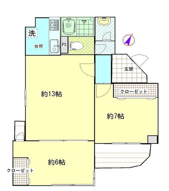 白金台アケタ(2LDK/3階)の間取り写真