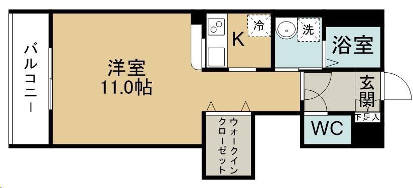 プランドール小鶴新田(1K/1階)の間取り写真