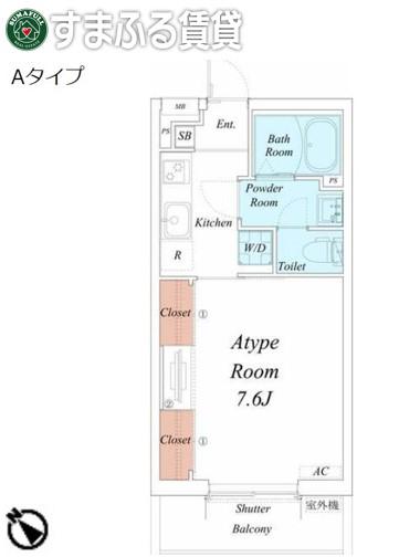 リブリ・東陽(1K/1階)の間取り写真