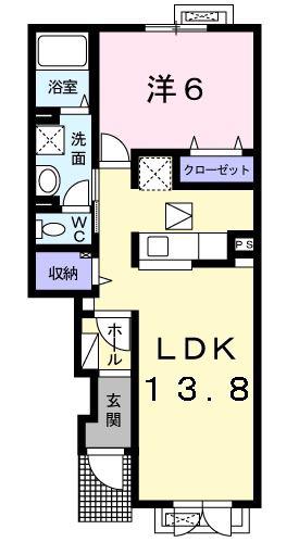ネオ.レジデンスC(1LDK/1階)の間取り写真