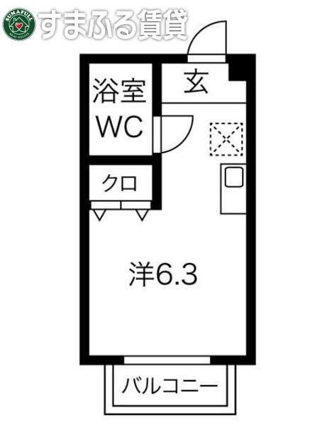 コンフォール野添(ワンルーム/1階)の間取り写真