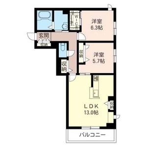 プレミアムレジデンス(2LDK/4階)の間取り写真