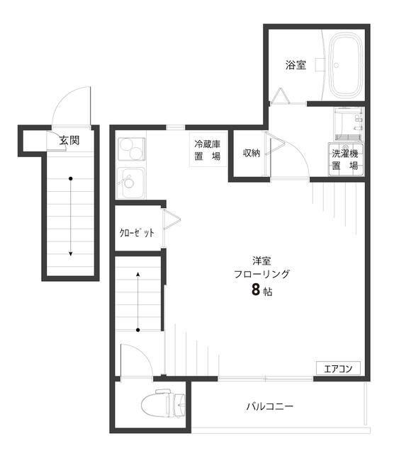クレイドル北千住(1K/2階)の間取り写真