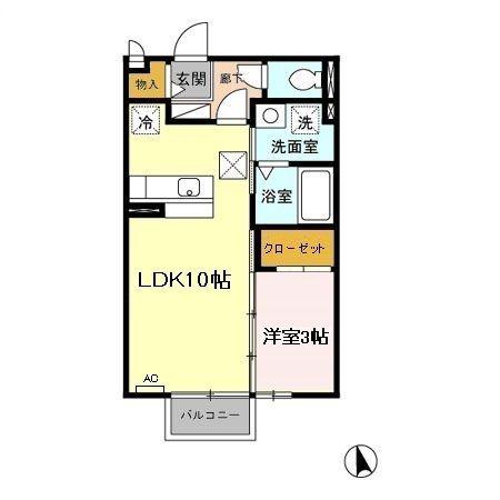 リビングタウン四日市伊倉I(1LDK/1階)の間取り写真